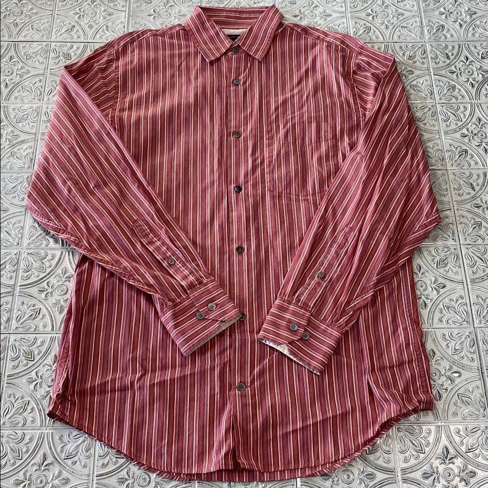 Banana Republic Men's 100% Cotton Striped Button Down Shirt Small Red Blue